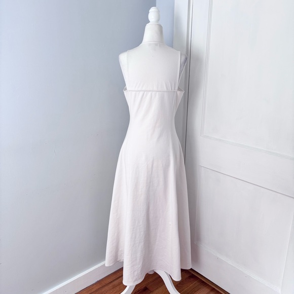 COS Flared Zip-Up Midi Dress Sleeveless Fit & Flare Stretch Scoop Neck White - Picture 5 of 6